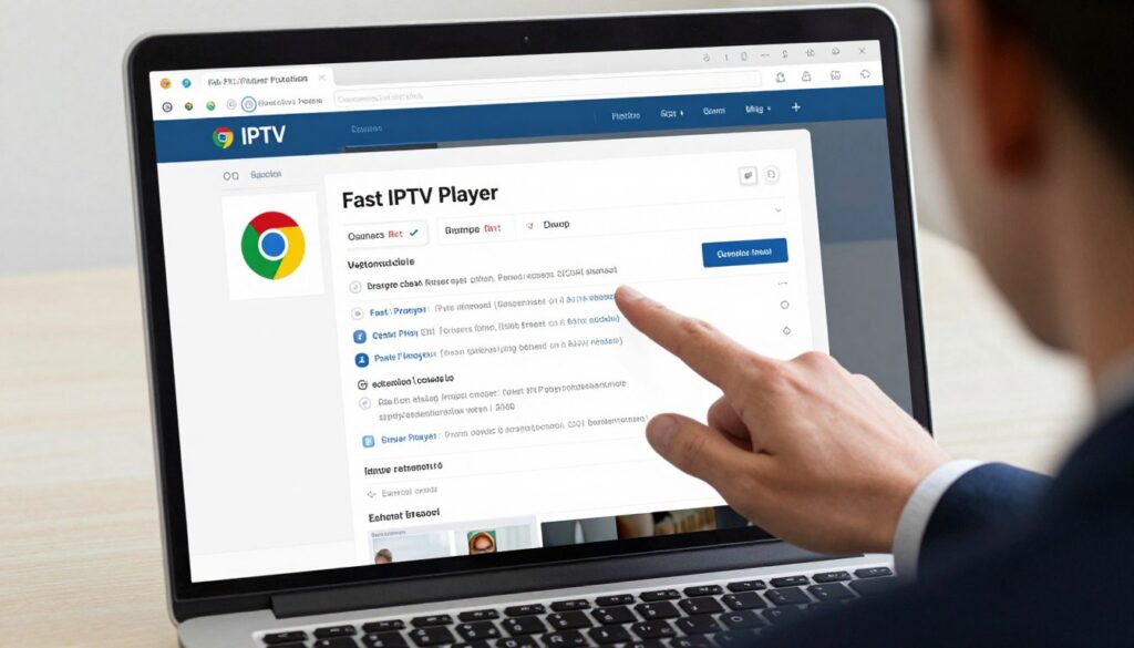 Generate an image of the Fast IPTV Player Chrome extension in action Generate an image of the Fast IPTV Player Chrome extension in action