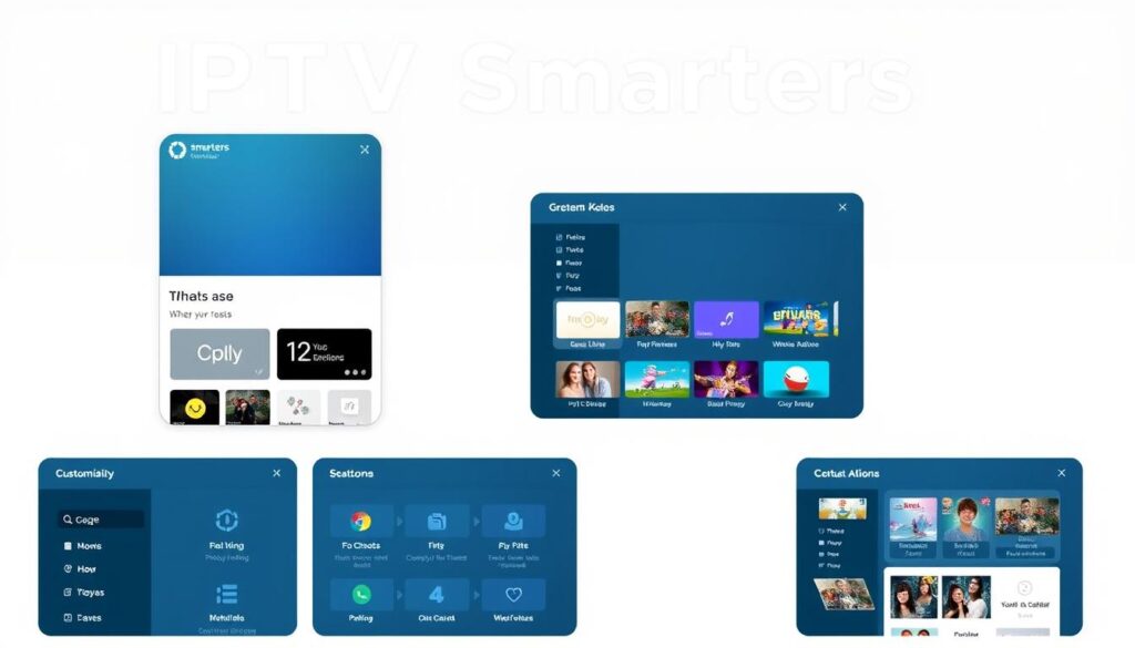 Generate an image of the IPTV Smarters app interface showcasing its user-friendly design and customization options. Generate an image of the IPTV Smarters app interface showcasing its user-friendly design and customization options.