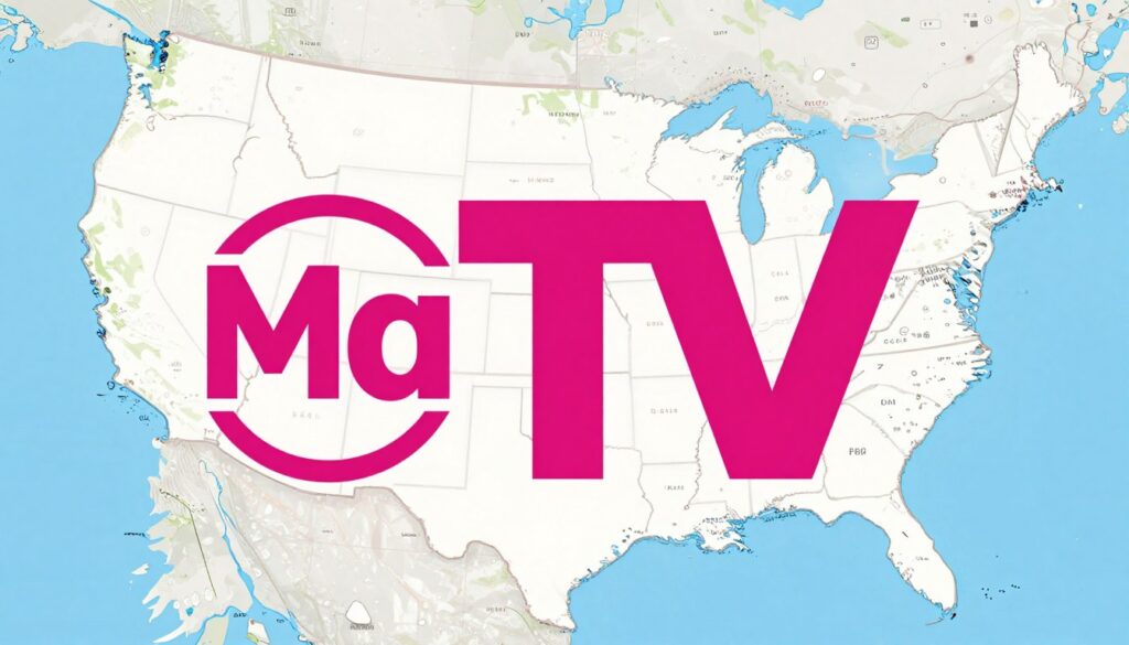 Generate an image of the Magenta TV logo with a US map in the background. Generate an image of the Magenta TV logo with a US map in the background.