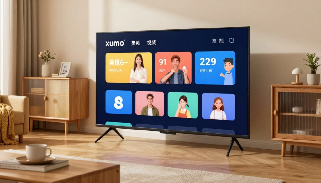Generate an image of the Xumo app on a smart TV. Generate an image of the Xumo app on a smart TV.