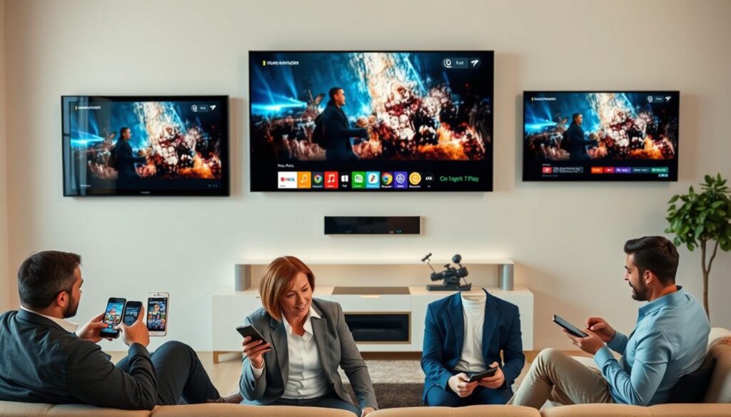 Generate an image of various IPTV applications on different devices Generate an image of various IPTV applications on different devices