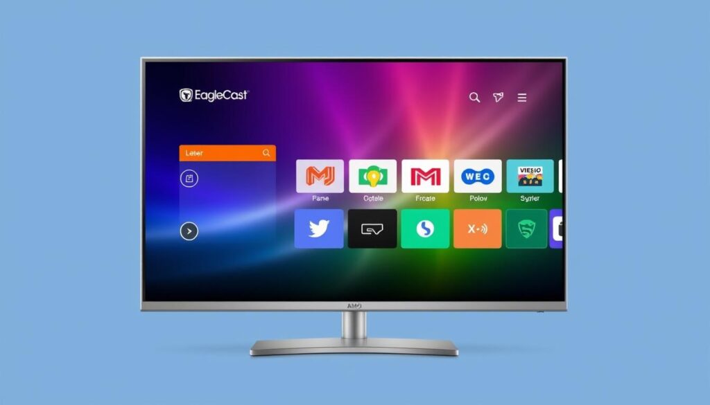 Generate an image representing EagleCast TV's IPTV service interface. Generate an image representing EagleCast TV's IPTV service interface.