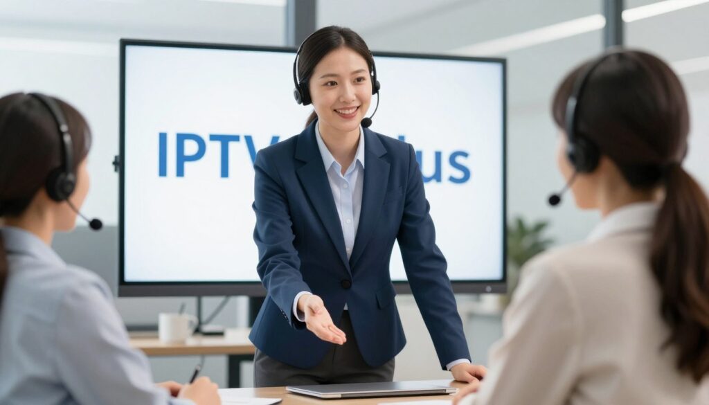 Generate an image representing IPTV Plus customer support Generate an image representing IPTV Plus customer support
