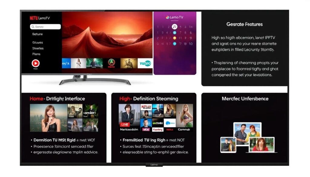 Generate an image representing Lemo TV IPTV's key features Generate an image representing Lemo TV IPTV's key features