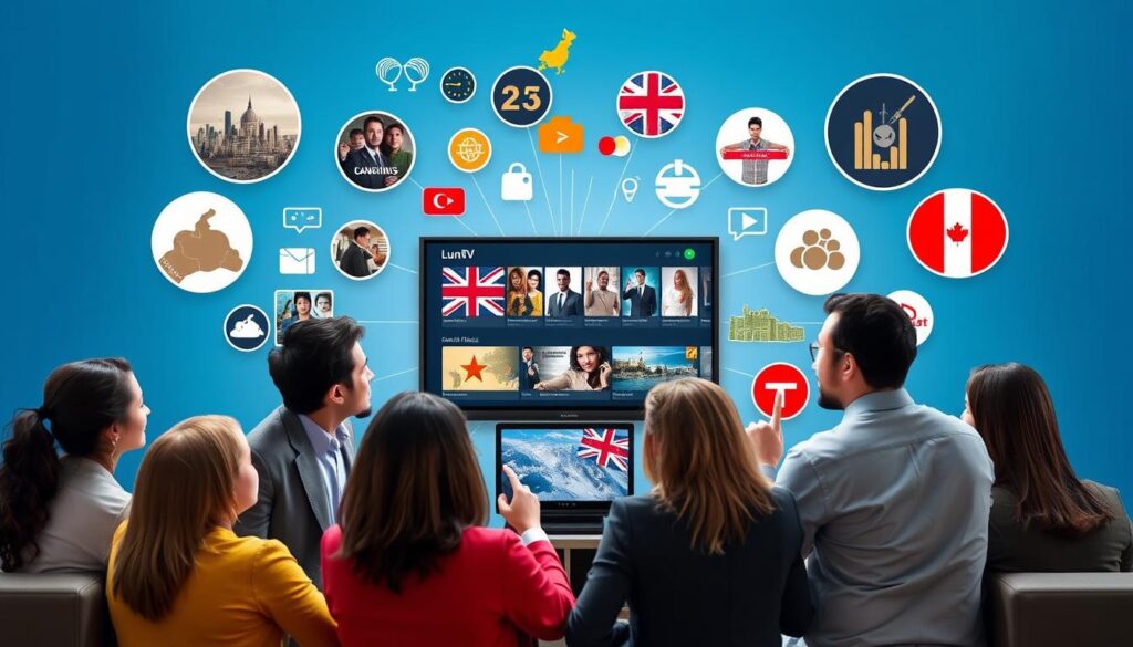 Generate an image representing LunoTV IPTV's extensive global content offerings. Generate an image representing LunoTV IPTV's extensive global content offerings.