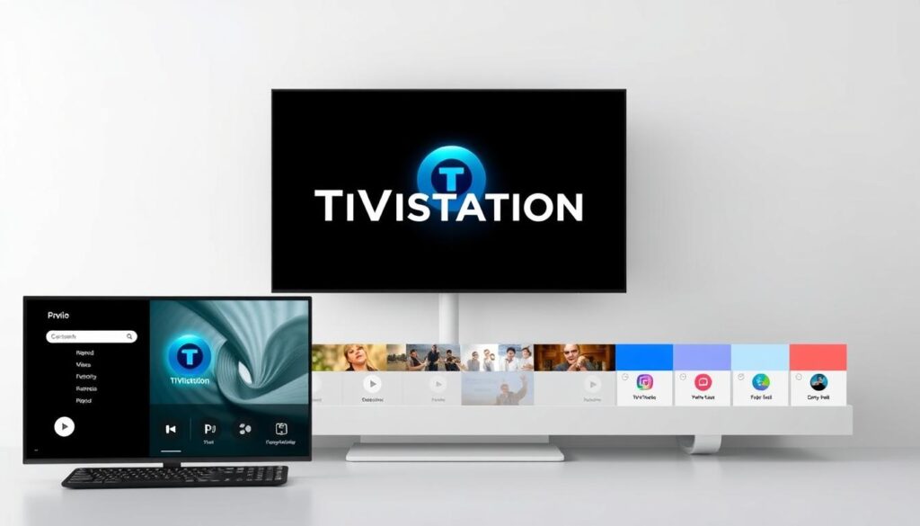 Generate an image representing TiVistation's IPTV service interface. Generate an image representing TiVistation's IPTV service interface.