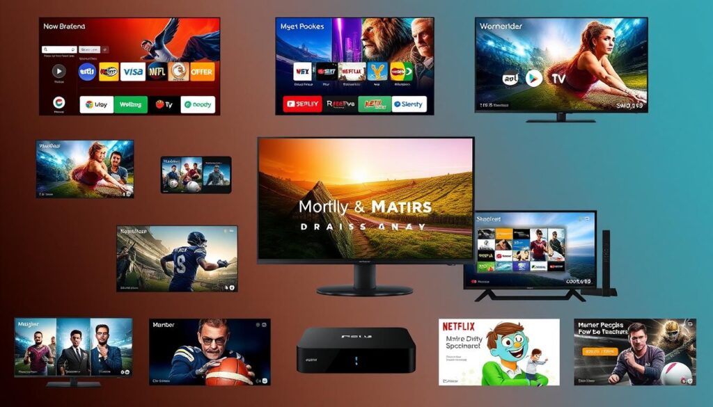 Generate an image representing various IPTV services Generate an image representing various IPTV services