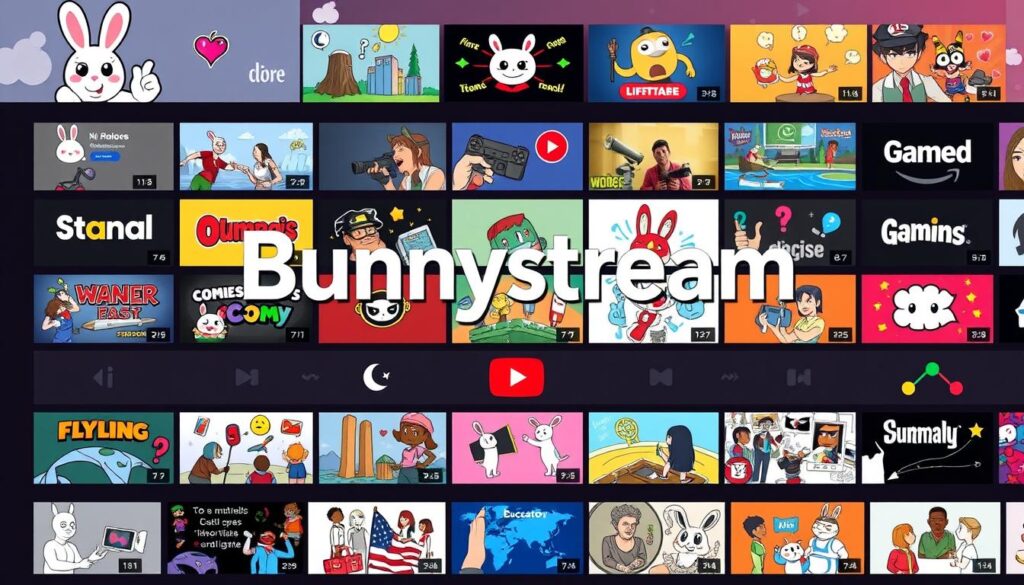 Generate an image showing Bunnystream's diverse channel offerings Generate an image showing Bunnystream's diverse channel offerings