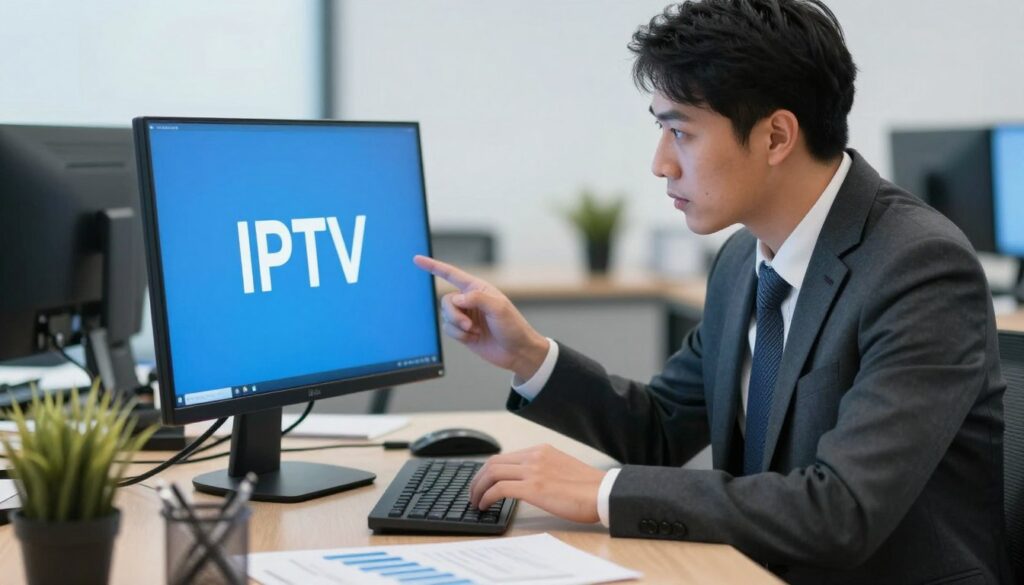 Image of a person researching IPTV services on a computer Image of a person researching IPTV services on a computer