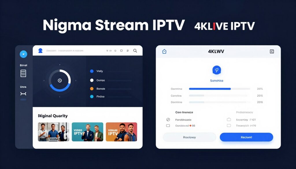 Generate an image comparing Nigma Streamz IPTV and 4K LIVE IPTV Generate an image comparing Nigma Streamz IPTV and 4K LIVE IPTV