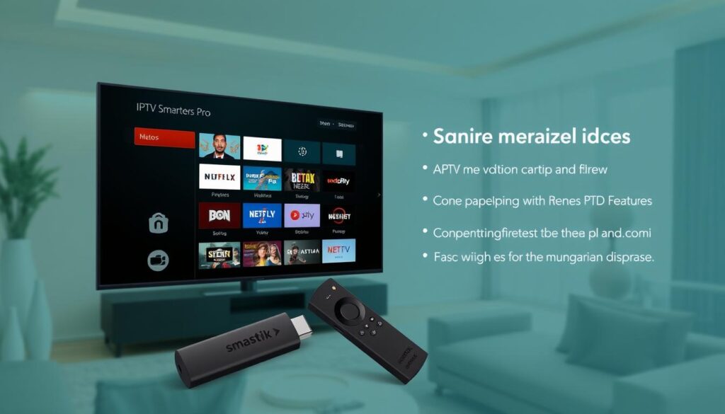 Generate an image of IPTV Smarters Pro interface on Firestick Generate an image of IPTV Smarters Pro interface on Firestick