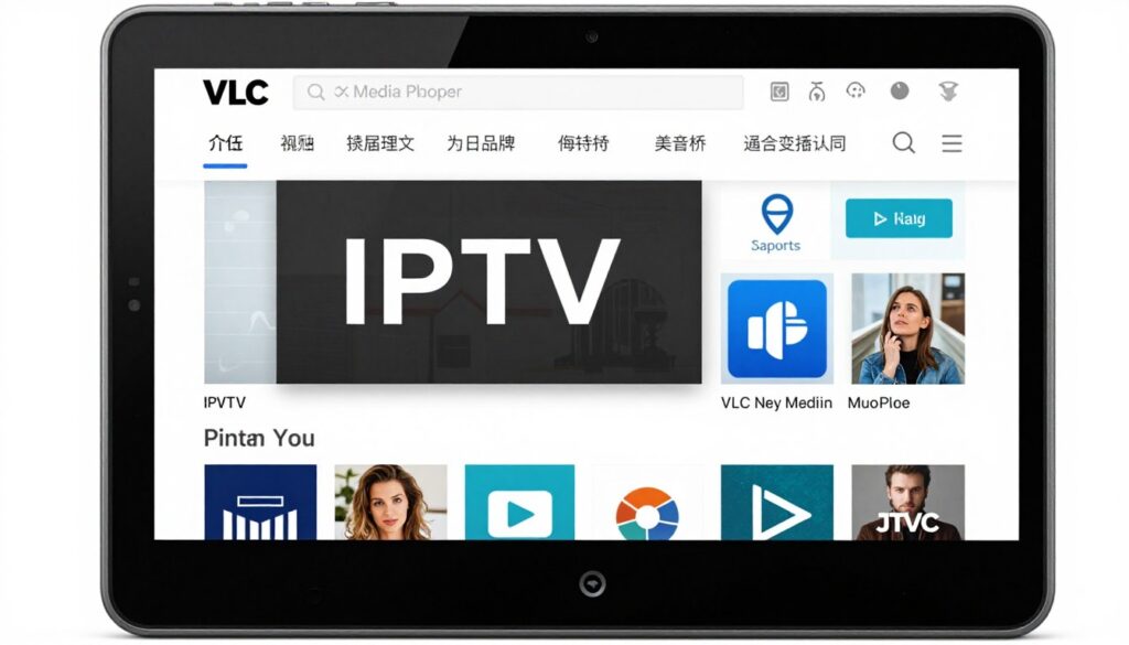 Generate an image of VLC for Android playing an IPTV stream, highlighting its media player capabilities. Generate an image of VLC for Android playing an IPTV stream, highlighting its media player capabilities.