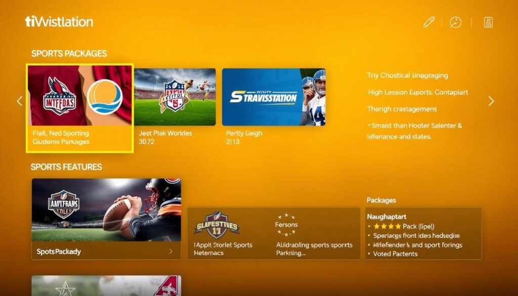 Generate an image of a TiVistation interface showing different sports packages. Generate an image of a TiVistation interface showing different sports packages.