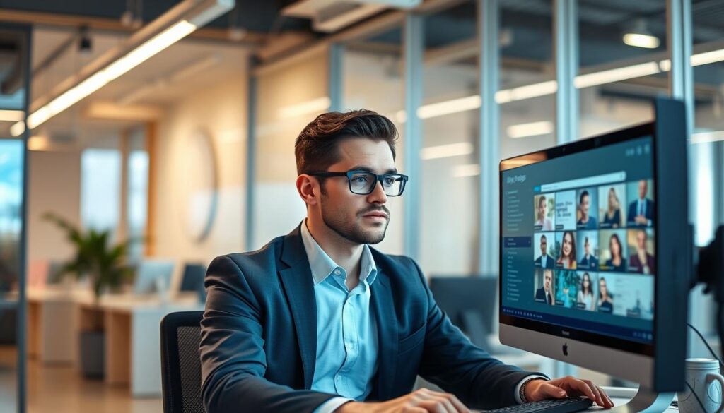Generate an image of a person configuring IPTV playlists on a computer Generate an image of a person configuring IPTV playlists on a computer