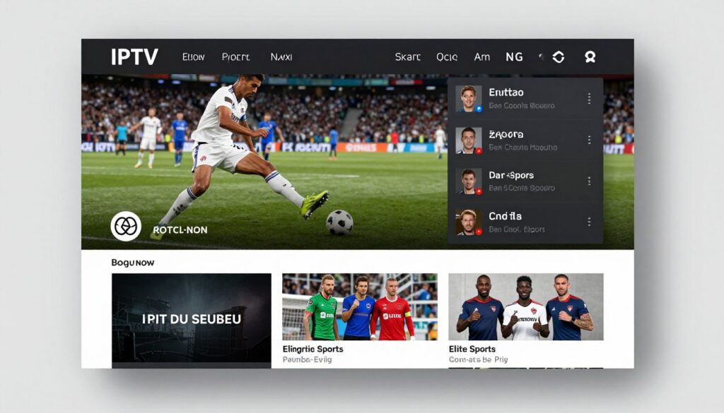 Generate an image of a premium IPTV interface showcasing elite sports and PPV events. Generate an image of a premium IPTV interface showcasing elite sports and PPV events.