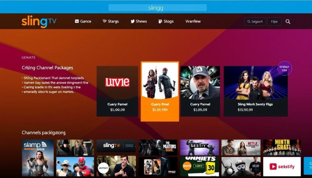 Generate an image of the Sling TV website, showcasing its various channel packages and pricing plans. Generate an image of the Sling TV website, showcasing its various channel packages and pricing plans.