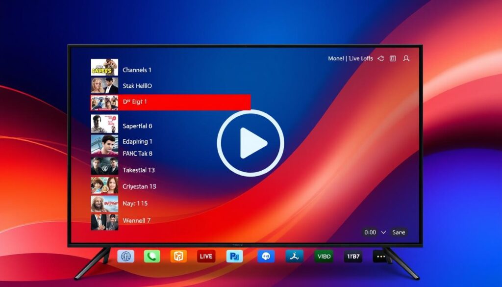 Generate an image of the TiviMate IPTV player interface. Generate an image of the TiviMate IPTV player interface.