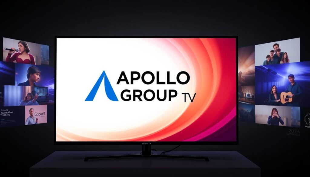 Generate an image representing Apollo Group TV's interface or logo. Generate an image representing Apollo Group TV's interface or logo.