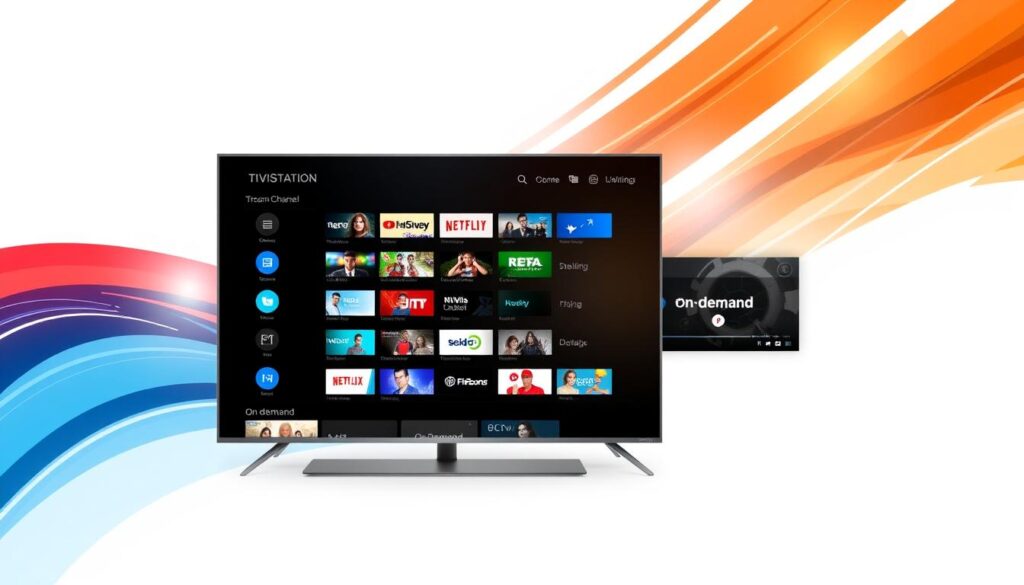Generate an image representing TiVistation's IPTV service interface Generate an image representing TiVistation's IPTV service interface