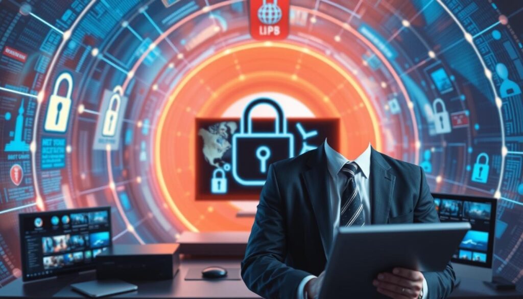 Generate an image representing a VPN protecting IPTV streaming Generate an image representing a VPN protecting IPTV streaming