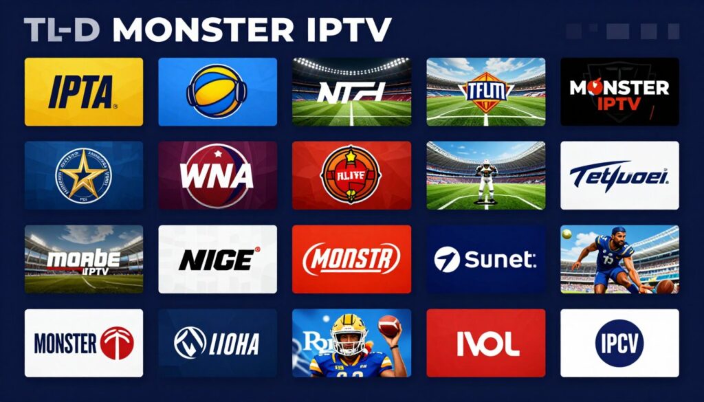Generate an image showing Monster IPTV's sports channel offerings. Generate an image showing Monster IPTV's sports channel offerings.