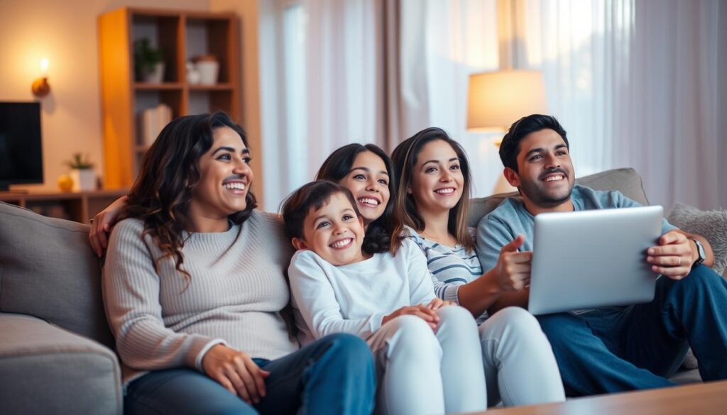 Image of a family watching TV together Image of a family watching TV together