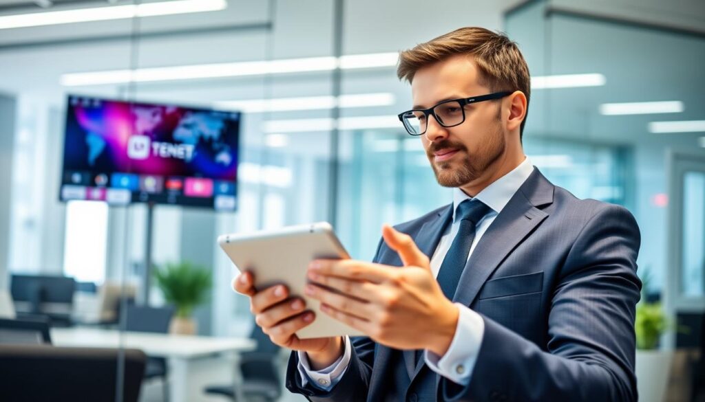 Image of a person setting up Tenet Streams IPTV on their device Image of a person setting up Tenet Streams IPTV on their device
