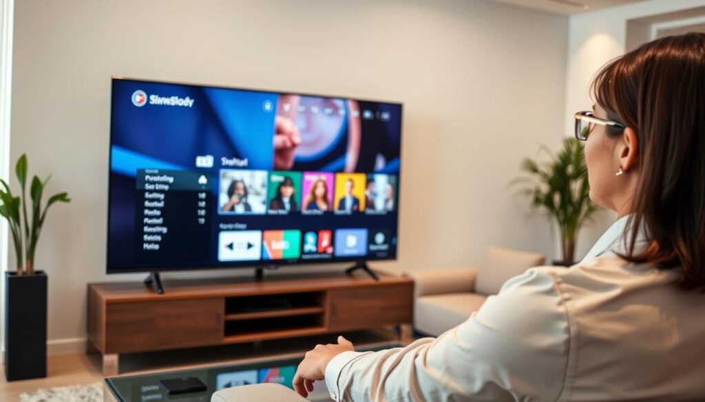 Image of a person using a smart TV with IPTV configured Image of a person using a smart TV with IPTV configured