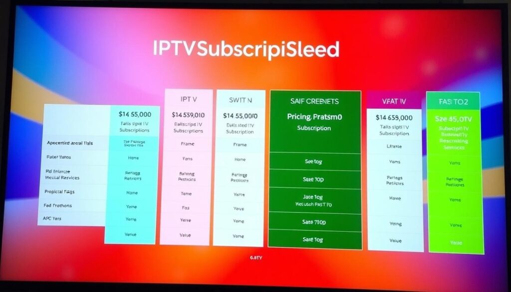 Image of various IPTV CA subscription plans on a screen Image of various IPTV CA subscription plans on a screen